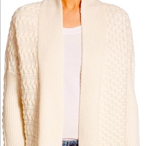 Tory Burch mixed cable knit cardigan size XS ivory